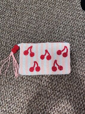 Beaded Cherry Beaded pouch in Pink and Red